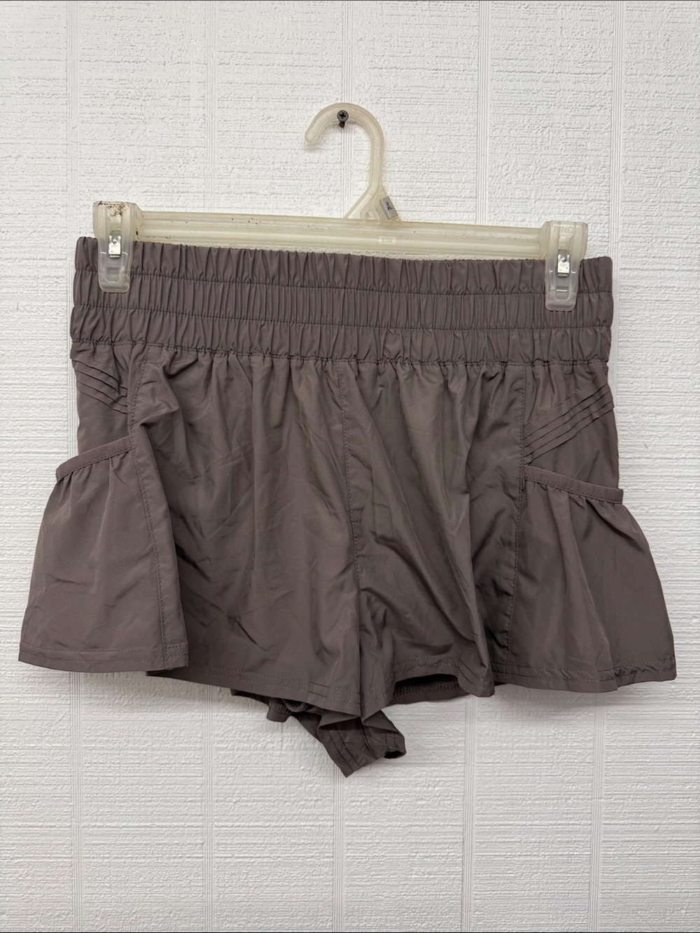 Free People Get ur Flirt on Taupe Elastic-Waist Skort Shorts